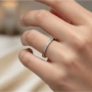 Size 9 1/4 Stainless steel eternity band with zircon